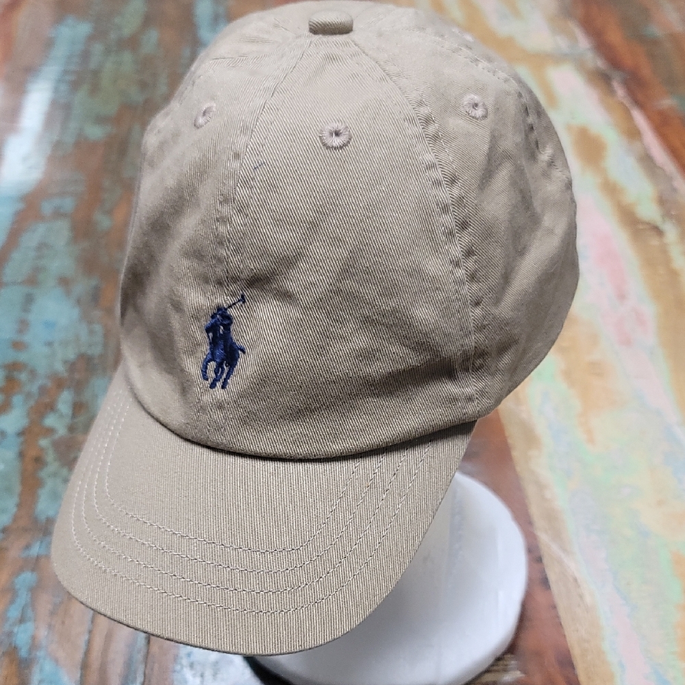 Polo by Ralph Lauren Beige Cap with Navy Logo Kids Size 4-7